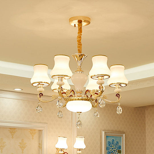 Flared Opal Frosted Glass Chandelier Pendant in Gold - Simplicity meets Elegance