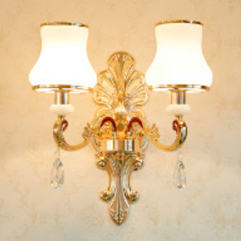 Flared Opal Frosted Glass Chandelier Pendant in Gold - Simplicity meets Elegance