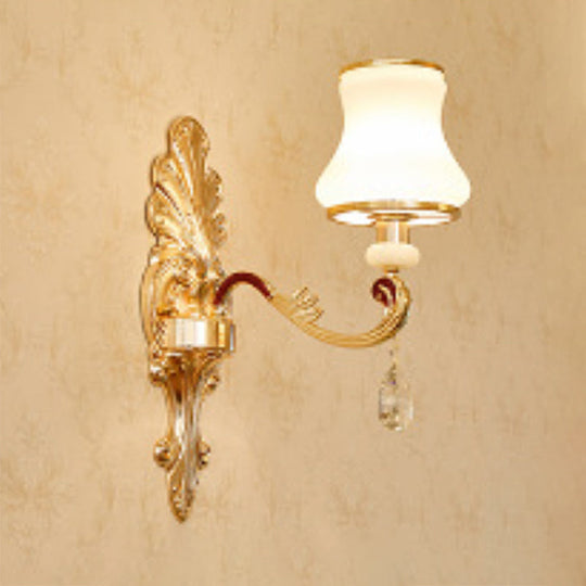 Flared Opal Frosted Glass Chandelier Pendant in Gold - Simplicity meets Elegance