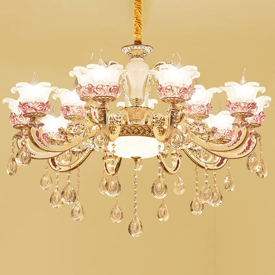 Lustre contemporain en verre dépoli avec accents en cristal - Parfait pour la décoration du salon