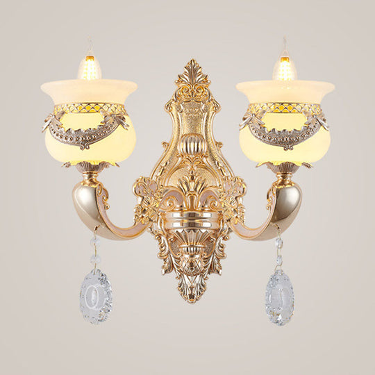 Jade Gold Candle Chandelier With Crystal Accent - Elegant Lighting For Country Living Rooms