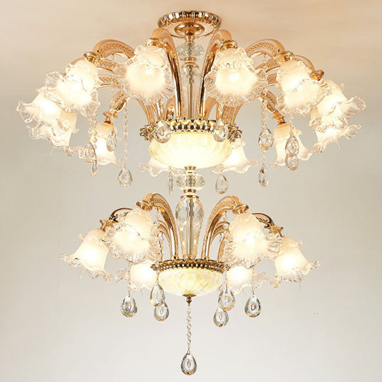 Modern Frosted Glass Pendant Lamp with Crystal Ball – Elegant Gold Corridor Chandelier