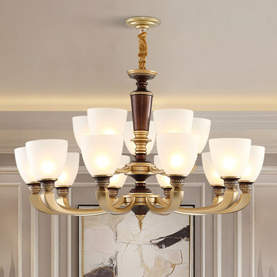 Modernist White Frosted Glass Brass Bowl Pendant Ceiling Light Chandelier Kit 1 /