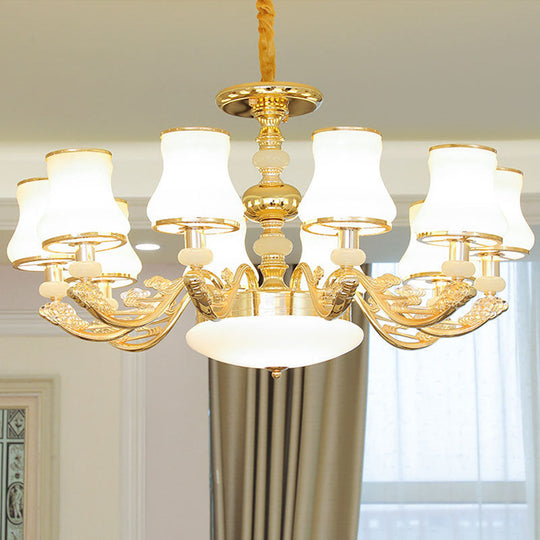 Modern Gold Opaline Glass Chandelier Light Fixture For Living Room 10 /