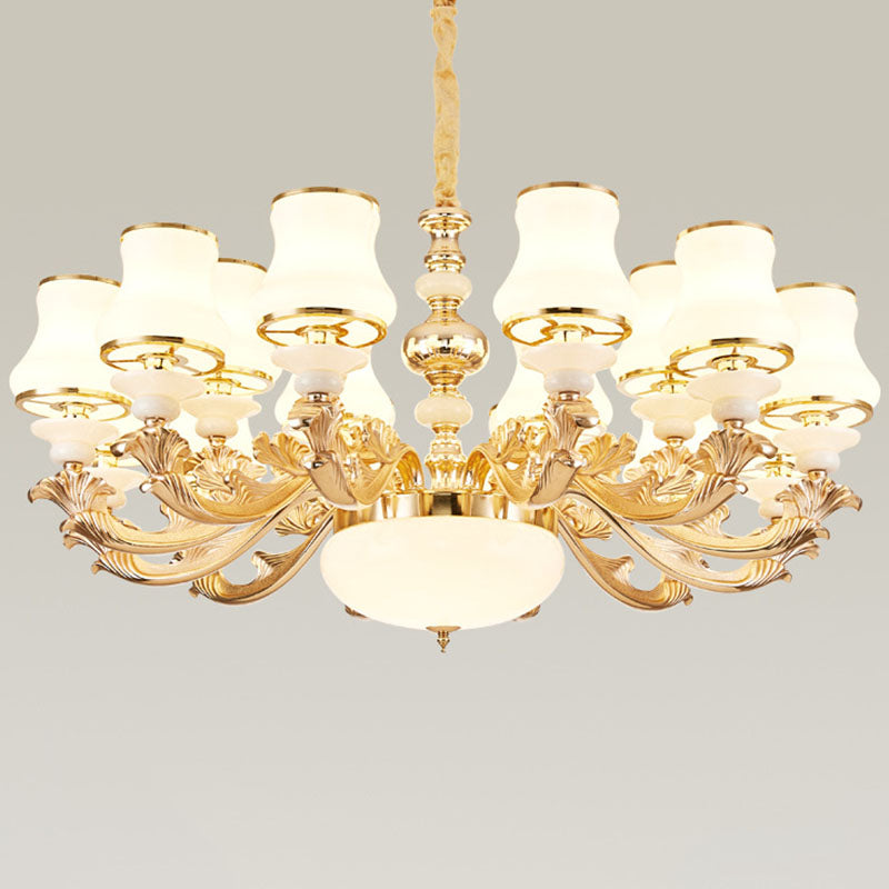 Gold Nordic Flared Chandelier Lamp With Milky Glass - Stylish Ceiling Light For Living Room 18 /