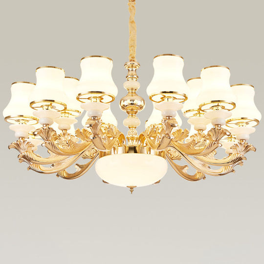 Gold Nordic Flared Chandelier Lamp With Milky Glass - Stylish Ceiling Light For Living Room 18 /