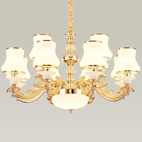 Gold Nordic Flared Chandelier Lamp With Milky Glass - Stylish Ceiling Light For Living Room 12 /