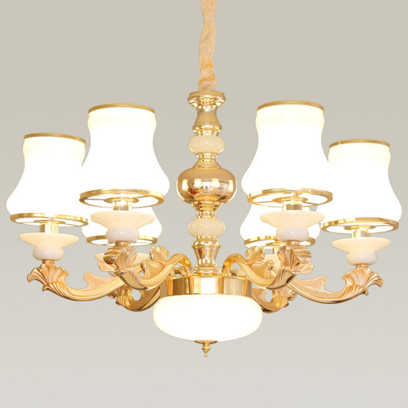 Gold Nordic Flared Chandelier Lamp With Milky Glass - Stylish Ceiling Light For Living Room 6 /