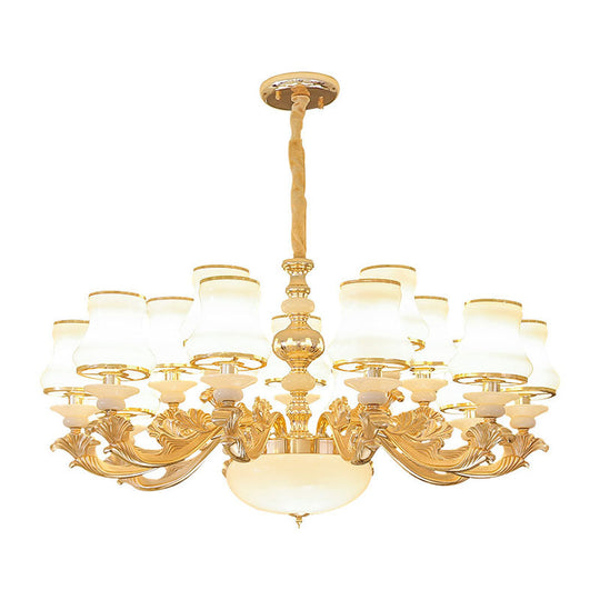 Opaline Glass Curved Chandelier - Elegant Ceiling Suspension Lamp For Living Room