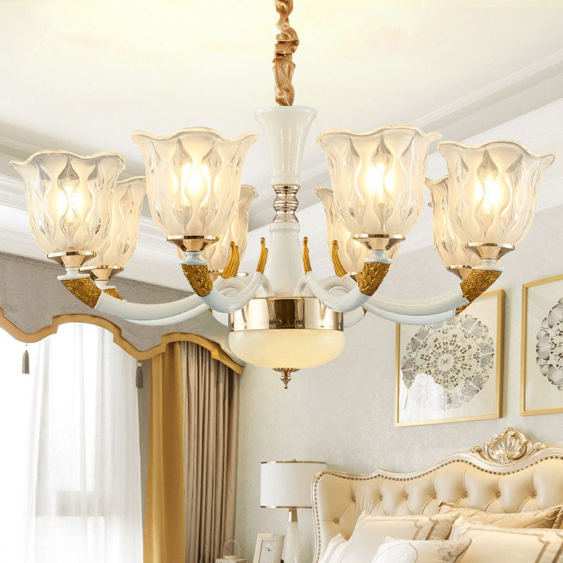 Modern Clear Glass Hanging Ceiling Light - Ivory Chandelier For Living Room