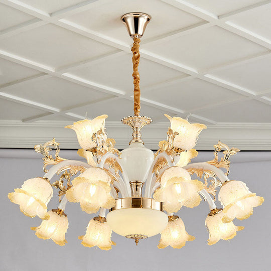 Minimal Frosted Glass Flower Ceiling Lamp - White Dining Room Chandelier