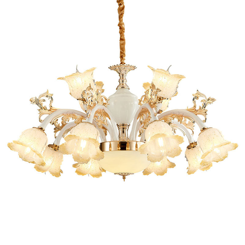 Minimal Frosted Glass Flower Ceiling Lamp - White Dining Room Chandelier