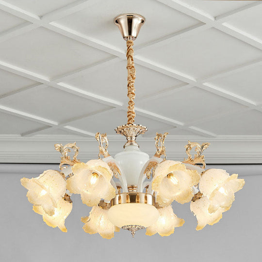 Minimal Frosted Glass Flower Ceiling Lamp - White Dining Room Chandelier