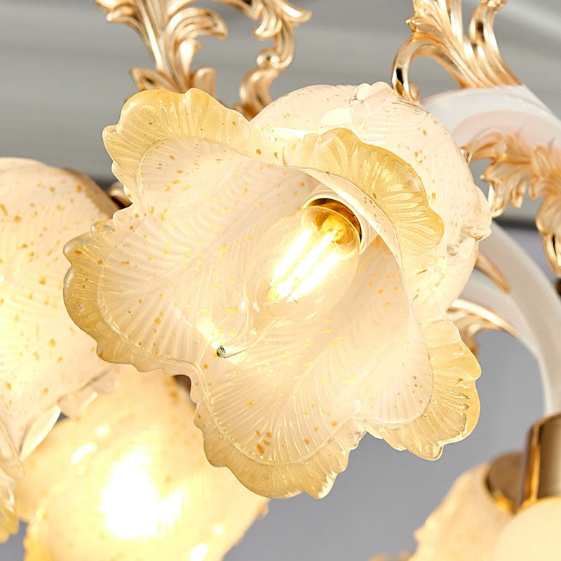 Minimal Frosted Glass Flower Ceiling Lamp - White Dining Room Chandelier