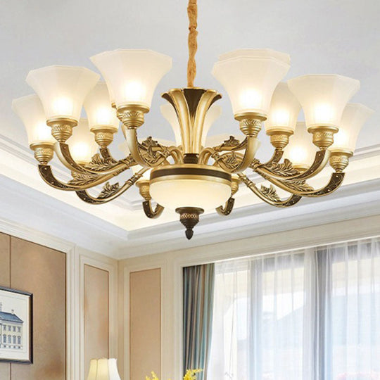 Minimalistic White Bedroom Chandelier: Bell Glass Hanging Light Fixture Kit 15 /