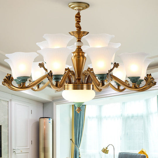 Sleek Opal Glass Pendant Chandelier with Brass Suspension - Perfect for Dining Rooms