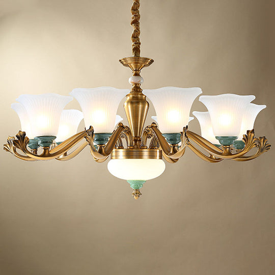 Sleek Opal Glass Pendant Chandelier with Brass Suspension - Perfect for Dining Rooms