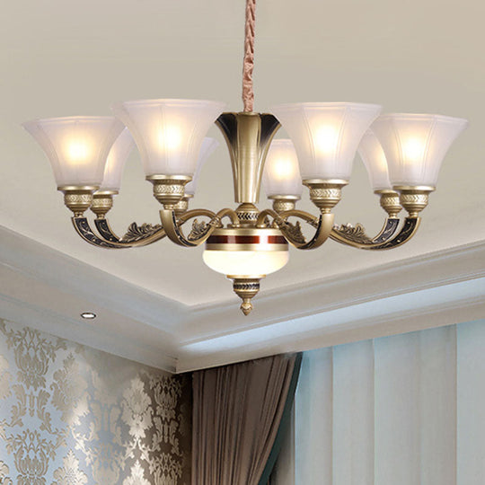 Contemporary Bell Shaped Ceiling Chandelier In White With Frosted Glass - Living Room Pendant Light