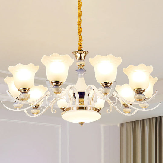 White Glass Nordic Blossom Chandelier For Living Room Lighting