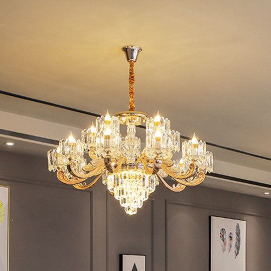 Gold Crystal Chandelier For Modern Bedrooms: Suspended Drum Lighting Fixture