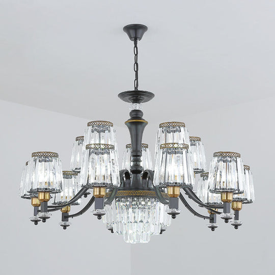 Black Tapered Chandelier With Clear Crystal Shade - Simple Drop Lamp For Elegant Lighting 15 /