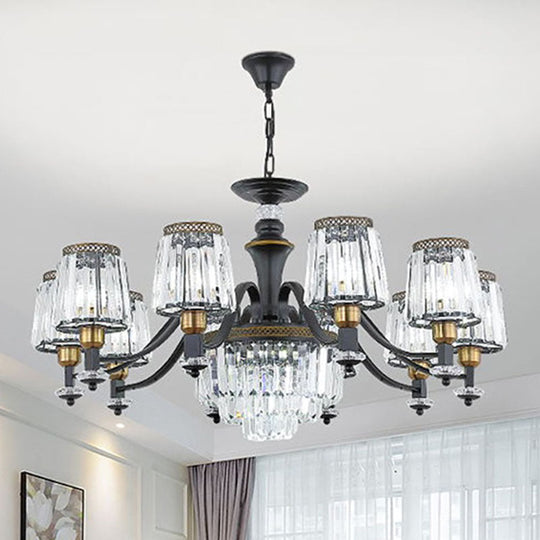 Black Tapered Chandelier With Clear Crystal Shade - Simple Drop Lamp For Elegant Lighting 10 /