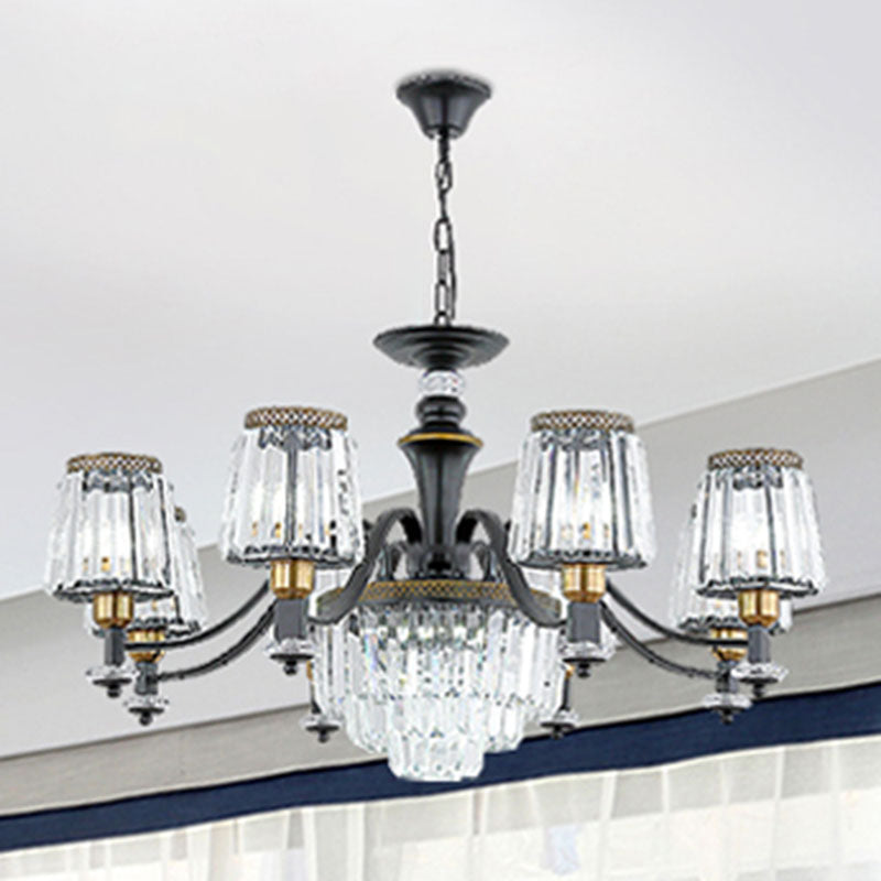 Black Tapered Chandelier With Clear Crystal Shade - Simple Drop Lamp For Elegant Lighting 8 /