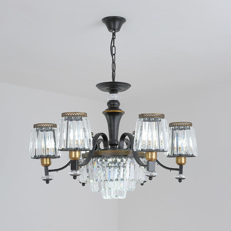 Black Tapered Chandelier With Clear Crystal Shade - Simple Drop Lamp For Elegant Lighting 6 /