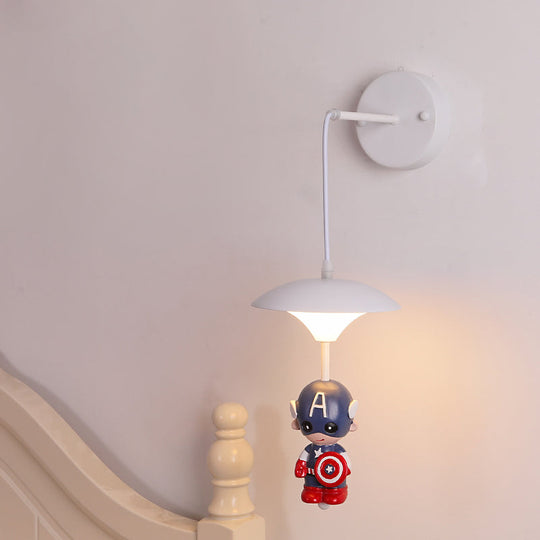 Cartoon-Themed Mushroom Wall Light Fixture With Acrylic Led Wall-Mounted - White Shade For Kids Room