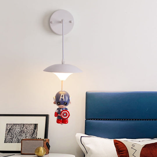 Cartoon-Themed Mushroom Wall Light Fixture With Acrylic Led Wall-Mounted - White Shade For Kids Room