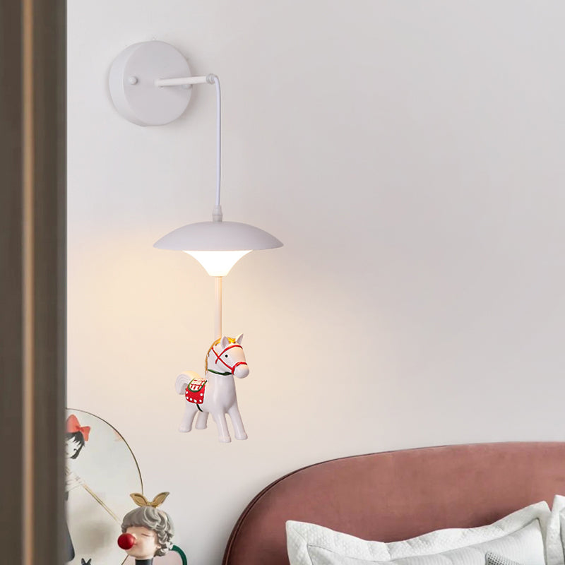 Cartoon-Themed Mushroom Wall Light Fixture With Acrylic Led Wall-Mounted - White Shade For Kids Room