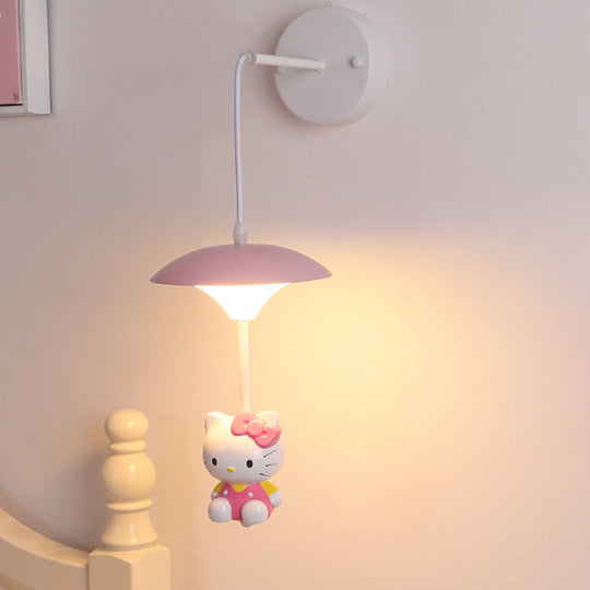 Cartoon-Themed Mushroom Wall Light Fixture With Acrylic Led Wall-Mounted - White Shade For Kids Room