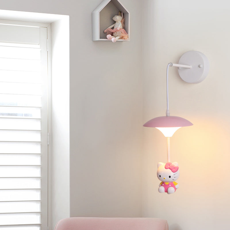 Cartoon-Themed Mushroom Wall Light Fixture With Acrylic Led Wall-Mounted - White Shade For Kids Room