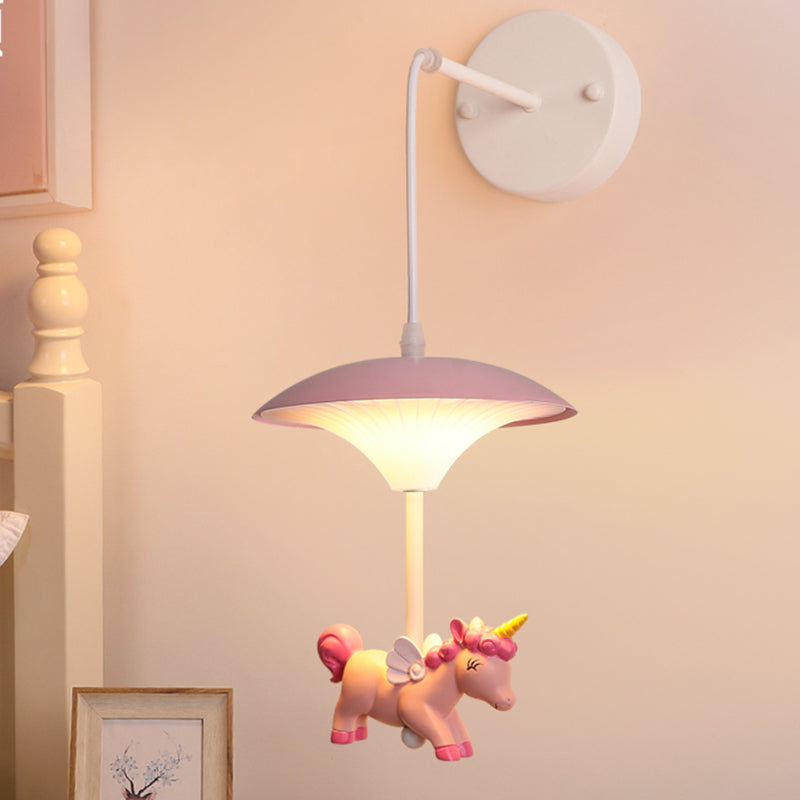 Cartoon-Themed Mushroom Wall Light Fixture With Acrylic Led Wall-Mounted - White Shade For Kids Room