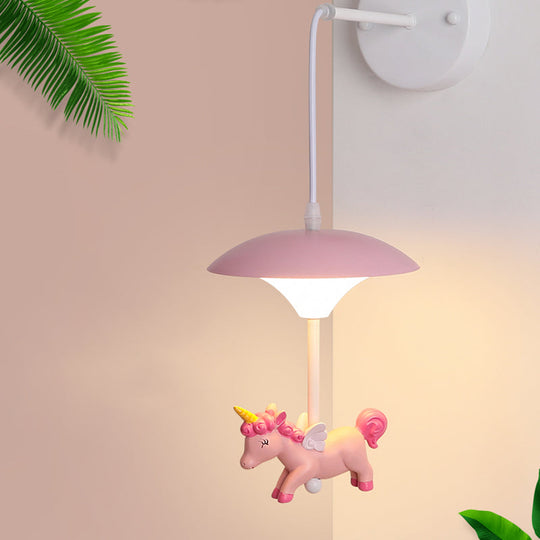 Cartoon-Themed Mushroom Wall Light Fixture With Acrylic Led Wall-Mounted - White Shade For Kids Room