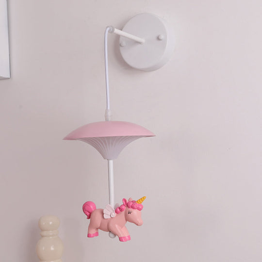 Cartoon-Themed Mushroom Wall Light Fixture With Acrylic Led Wall-Mounted - White Shade For Kids Room