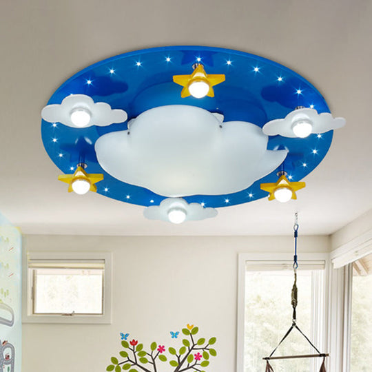 Plafonnier encastré Blue Kid Cloud - Éclairage LED en acrylique pour chambre d'enfant