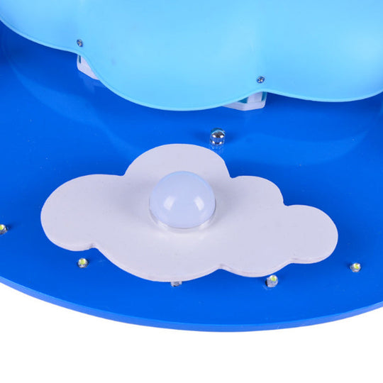 Blue Kid Cloud Flush Ceiling Light - Acrylic Led Nursery Flushmount Lighting For Bedroom