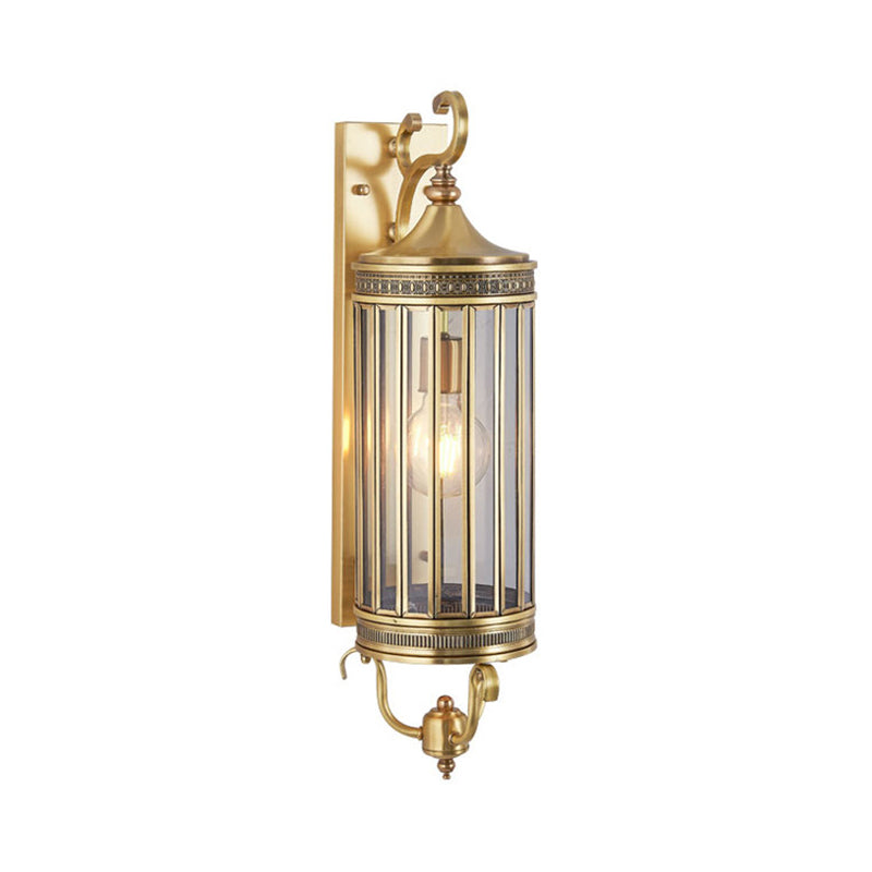 Traditional Bird Cage Wall Lamp In Gold - Elegant Metal Sconce Light For Balcony