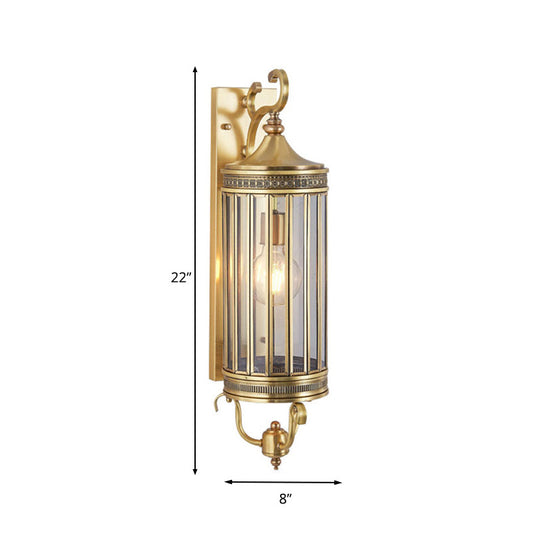 Traditional Bird Cage Wall Lamp In Gold - Elegant Metal Sconce Light For Balcony