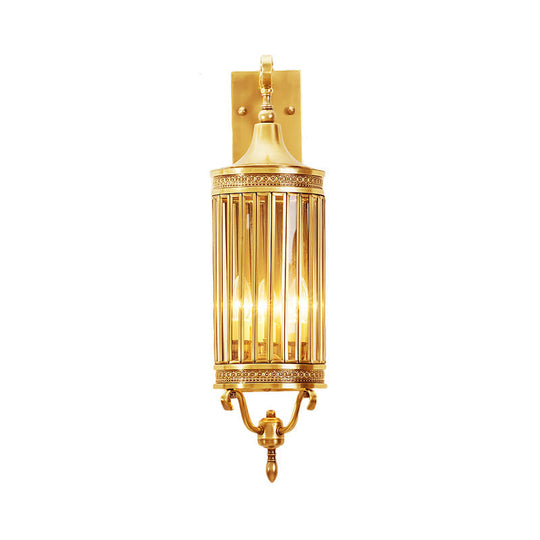 Traditional Bird Cage Wall Lamp In Gold - Elegant Metal Sconce Light For Balcony