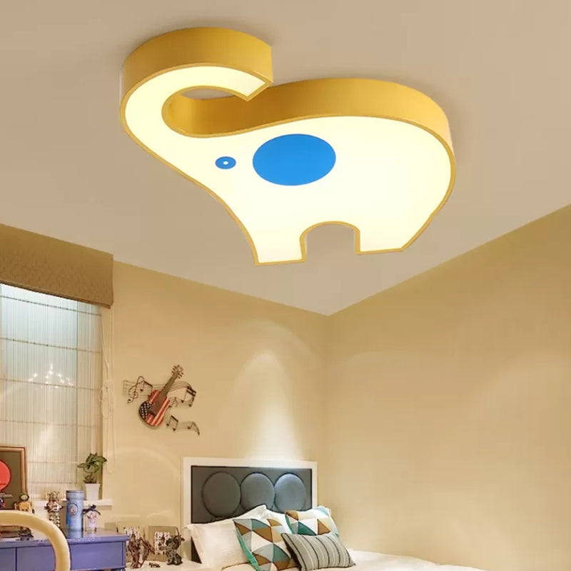 Kid's Elephant LED Ceiling Mount Light - Vibrant Acrylic Animal Candy Colored Lamp