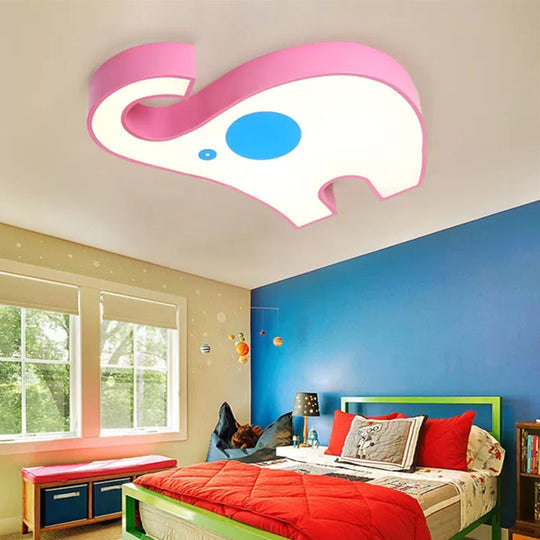 Kid's Elephant LED Ceiling Mount Light - Vibrant Acrylic Animal Candy Colored Lamp