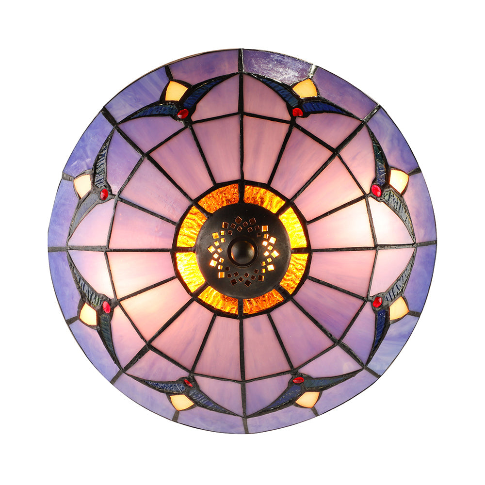 Blue Tiffany Dome Flush Mount Ceiling Lights with Jewel Decoration in Various Sizes for Bedroom