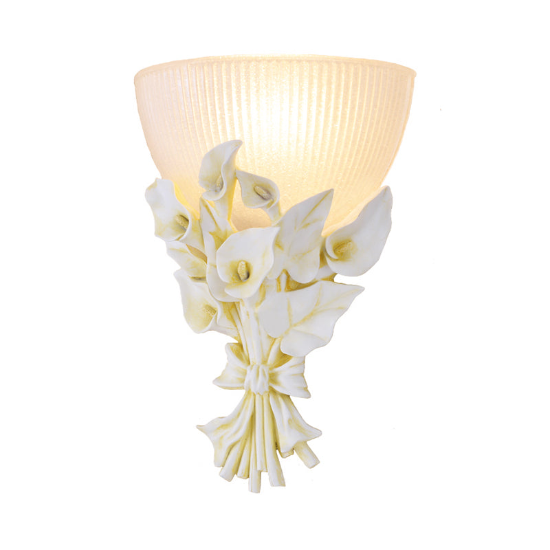 Traditional Prismatic Glass Wall Lamp With Green Bouquet Detail For Living Room Sconce