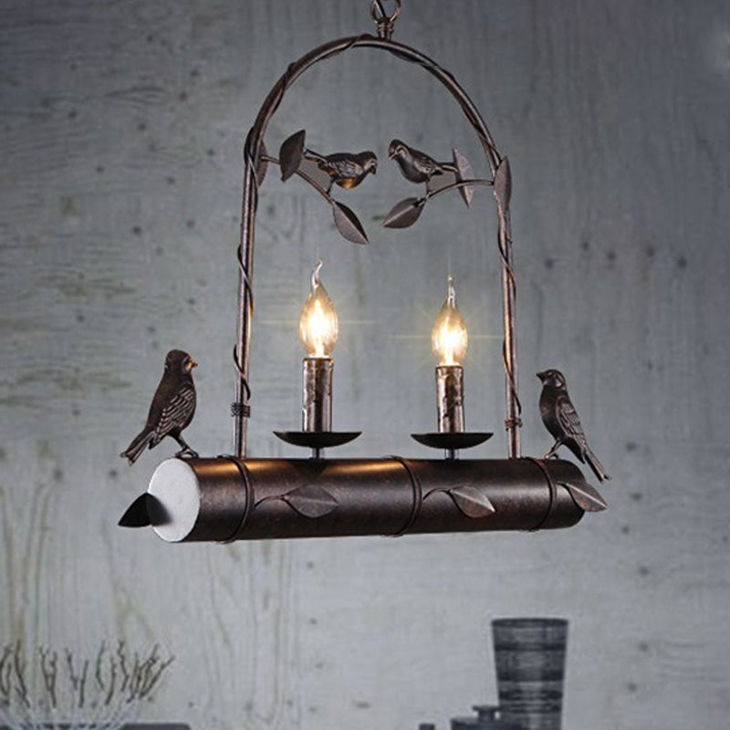 Rustic Cluster Pendant Lamp With Candle Style Lights And Marble Shade Option