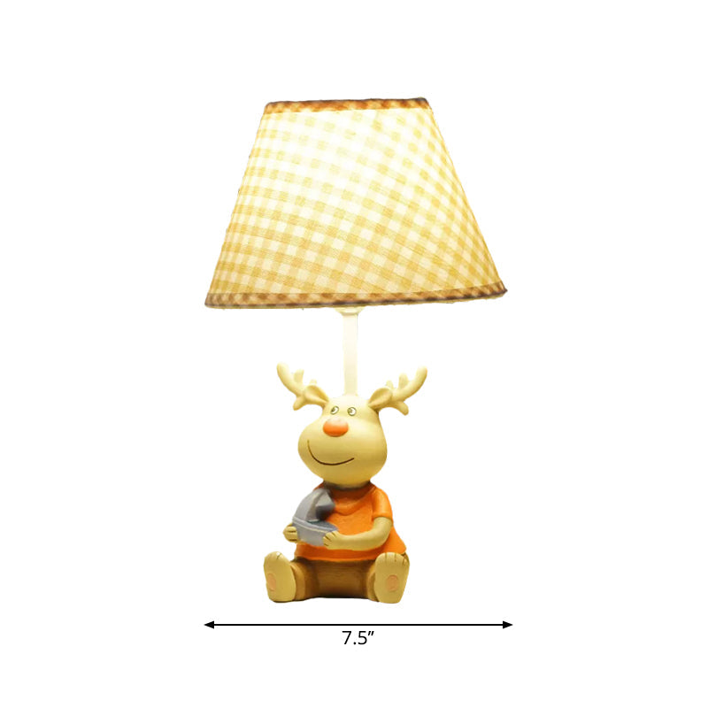 Kids Deer Man Reading Light: Resin Animal Desk Lamp In Yellow