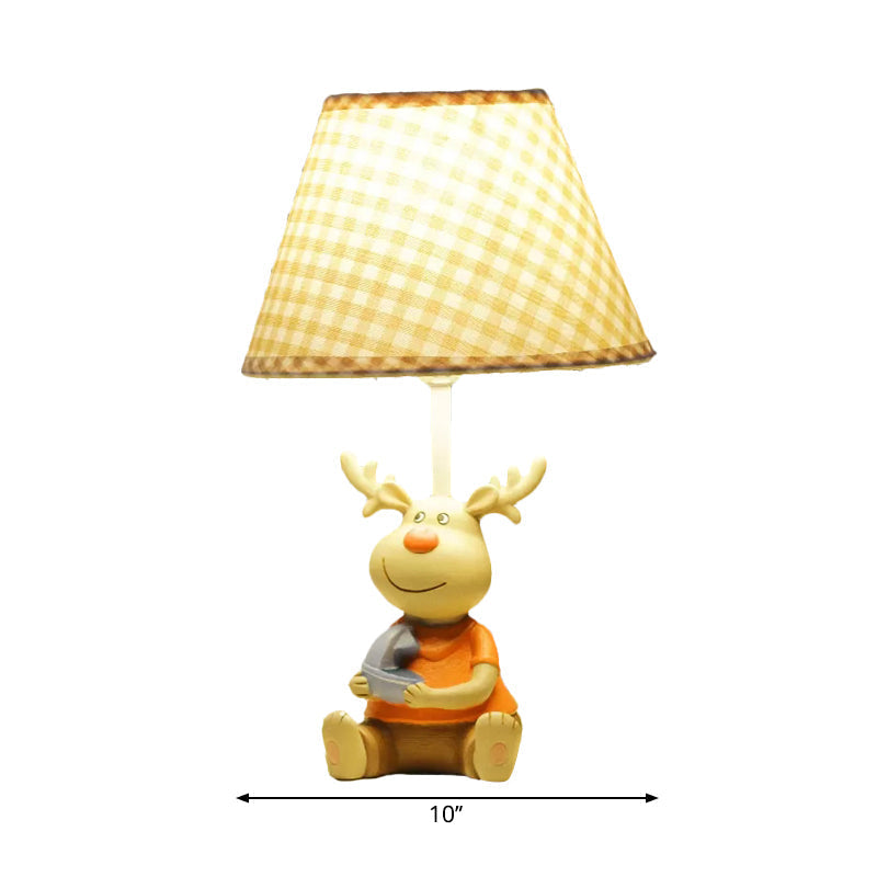 Kids Deer Man Reading Light: Resin Animal Desk Lamp In Yellow