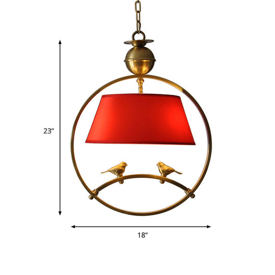 Traditional Fabric Conical Pendant Light - 1 Hanging Ceiling For Living Room White/Black/Red