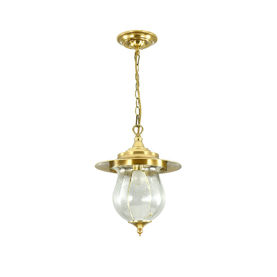 Gold Seeded Glass Urn Pendant Light With 1 Bulb - Elegant Suspended Lighting Fixture